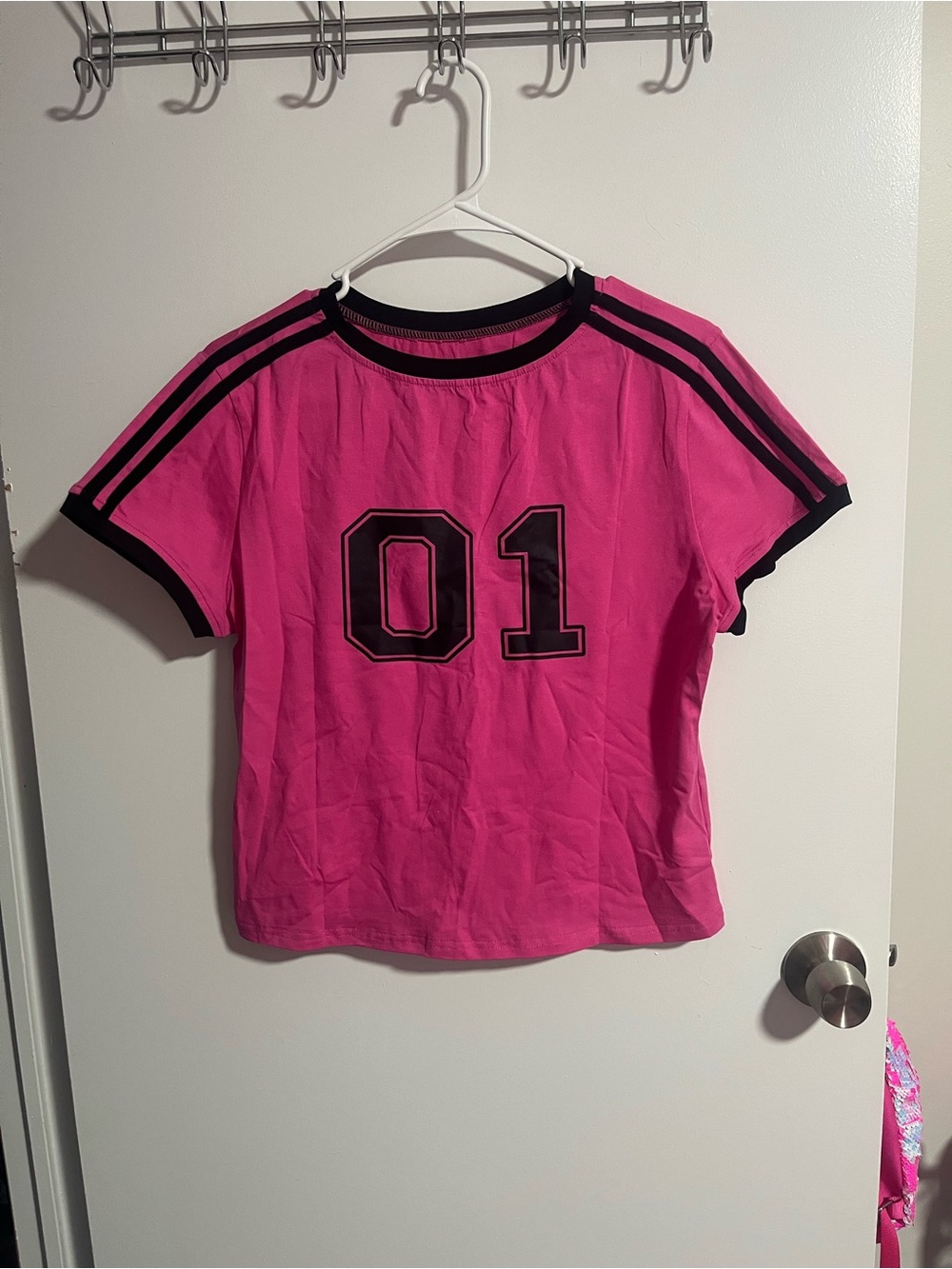Amazon Hot Pink Short Sleeve Tee with Black Trim